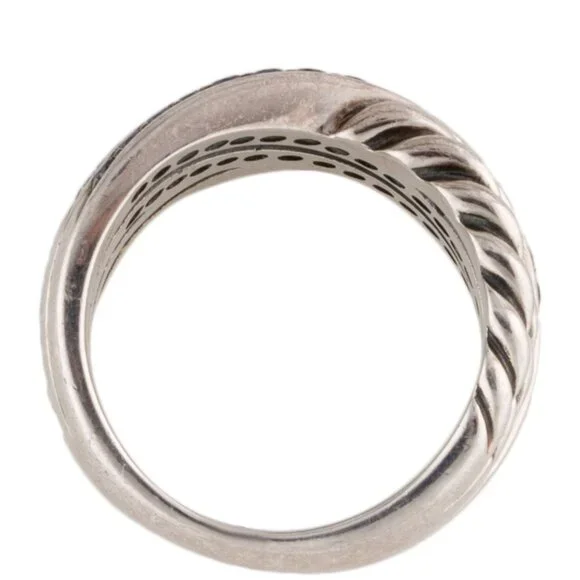 DAVID YURMAN DIAMOND 1/2 CTW STERLING SILVER CROSSOVER BAND RING - Picture 7 of 8